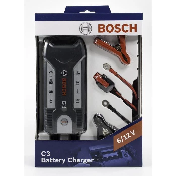 Bosch C3 akumuliatoriaus įkroviklis pakuotėje