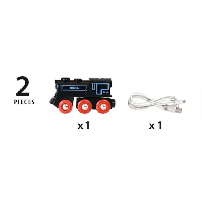 Ravensburger BRIO RAILWAY traukinys su pakraunamu varikliu ir USB kabeliu, 33599