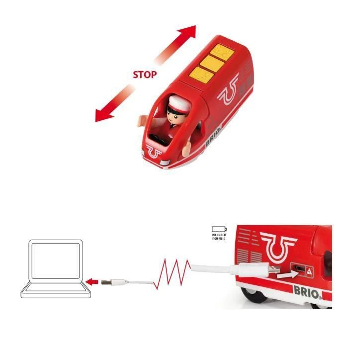 BRIO Kelioninis įkraunamas traukinys - Daugiaspalvis - Universalas - 3 m. - 4 vnt. - USB - 189 mm