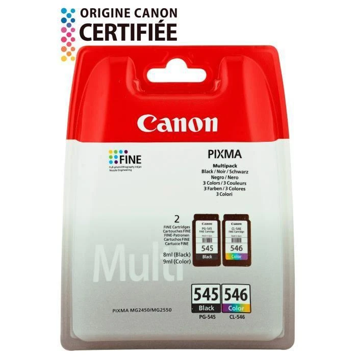 CANON 1LB PG-545 / CL-546 rašalo kasetė juodas ir spalva standartinė talpa bk: 180p cl: 180p 2 pakuočių lizdinė plokštelė be signalizacijos