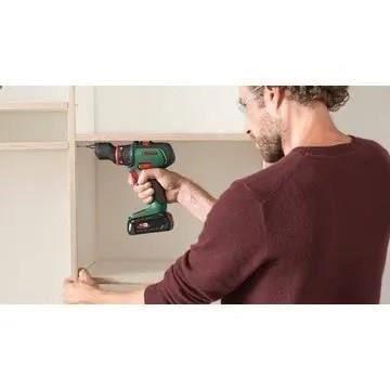 Bosch AdvancedDrill 18 2x 2,5 Ah baterija / įkroviklis / dėklas / kampas ir ekscentrinis priedas