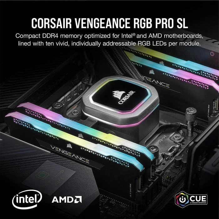 RAM CORSAIR DDR4 16GB 2x8GB 3200MHz DIMM CL16 VENGEANCE RGB Pro SL Juodas 1.35V XMP 2.0