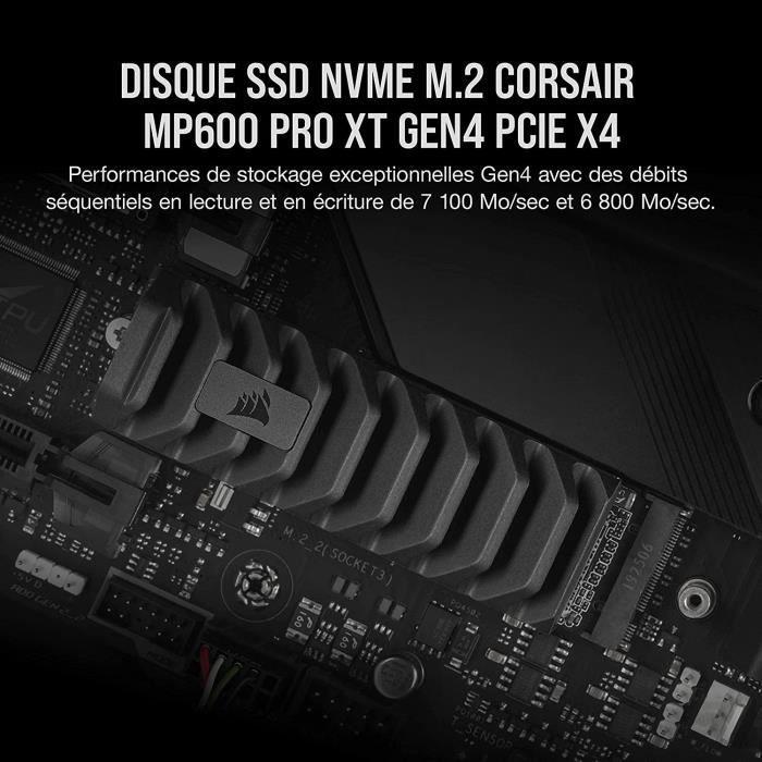 Corsair SSD MP600 PRO XT 1000 GB SSD form factor M.2 2280 SSD sąsaja PCIe Gen 4.0 x4 Rašymo greitis 5800 MB/s Skaitymo greitis 7100 MB/s