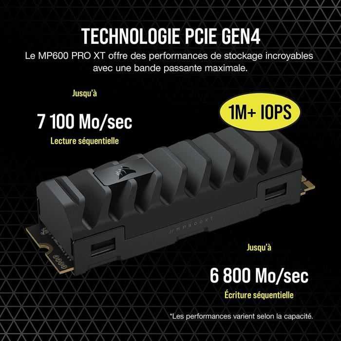 Corsair | SSD | MP600 PRO XT | 2000 GB | SSD form factor M.2 2280 | SSD sąsaja PCIe Gen 4.0 x4 | Skaitymo greitis 7100 MB/s | Rašymo greitis 6800 MB/s