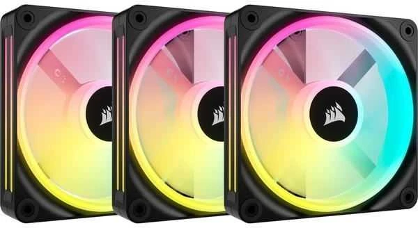 Corsair iCUE LINK QX120 RGB Series, PWM korpuso ventiliatorius, 3er Pack su RGB valdikliu- 120mm, juodos spalvos, Starter Kit