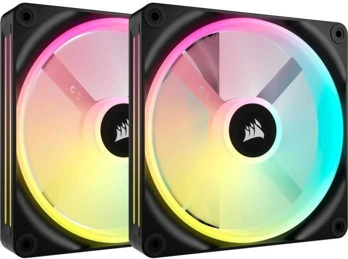 Corsair iCUE LINK QX140 RGB Series, PWM korpuso ventiliatorius, 2er Pack su RGB valdikliu- 140mm, juodos spalvos, Starter Kit