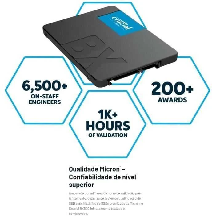 Kietasis diskas SSD Crucial BX500 500GB, Rašymo greitis 500 MB/s, Skaitymo greitis 550 MB/s