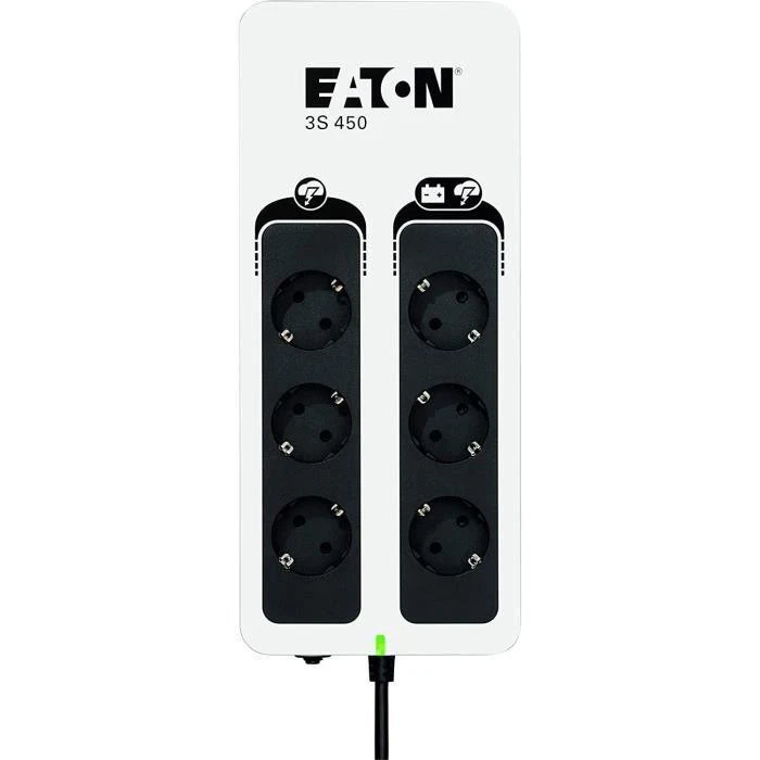 Eaton 3S450D nepertraukiamo maitinimo resursai (UPS) Budėjimo režimas (neprisijungus) 450 VA 270 W 6 AC išvestis(ys / čių)