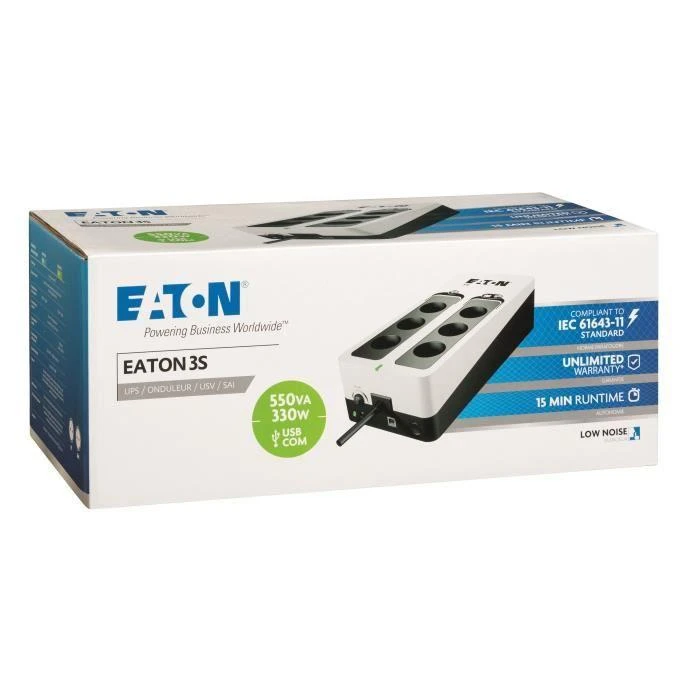 Apc Eaton 3S550F nepertraukiamo maitinimo resursai (UPS) Budėjimo režimas (neprisijungus) 550 VA 330 W 6 AC išvestis(ys / čių)