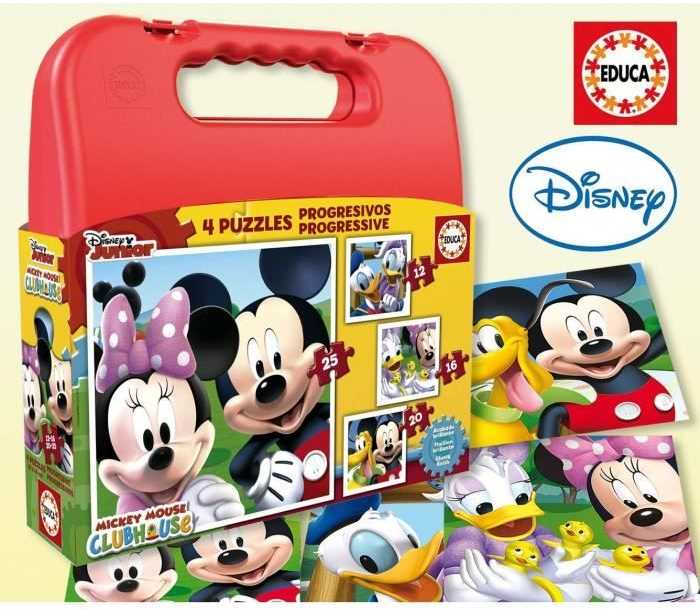 Dėlionė 4 galvosūkių rinkinys Disney Mickey Mouse Progressive Educa (12-16-20-25 vnt.)