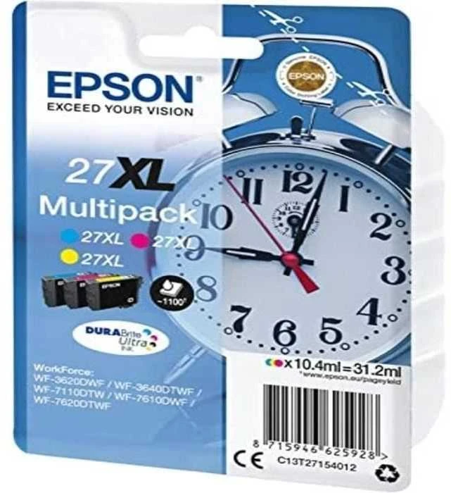 EPSON 27XL žadintuvo kasetė – žydra, purpurinė ir geltona – 3x10,4 ml – 100 puslapių