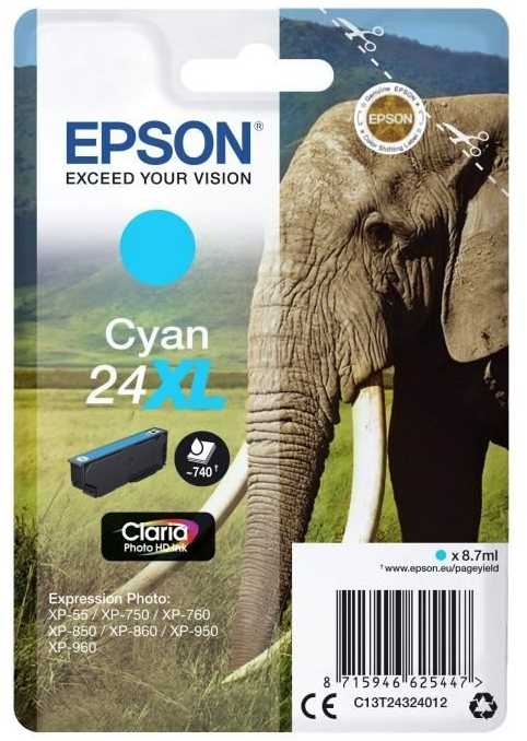 Epson No.24 XL (C13T24324012), žydra kasetė
