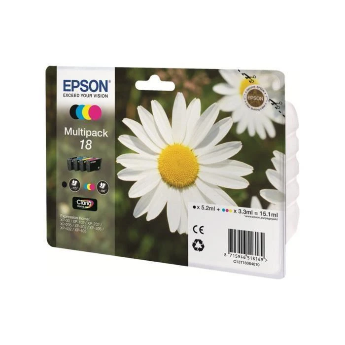 Epson 18 Multipack Ink cartridge, Juodas, žalsvai mėlyna, purpurinė, geltona
