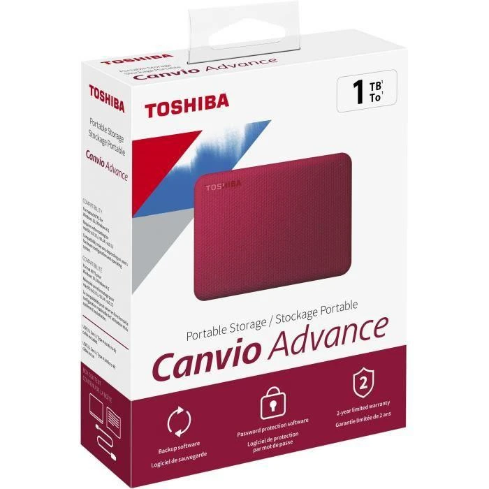 TOSHIBA Canvio Advance 1TB 2.5" Išorinis kietasis diskas USB 3.2 Gen1 Raudona
