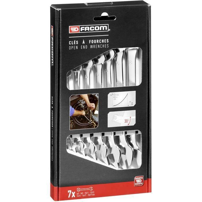 Double Open-end Wrench Set Facom 44.J7PB 6-19 mm 7 Dalys