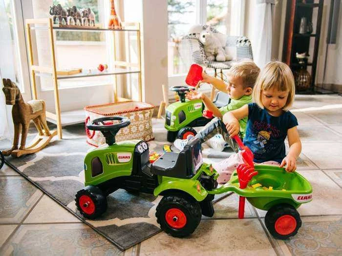 Vaikiškas traktorius Falk Baby Claas, su priekaba, žalias