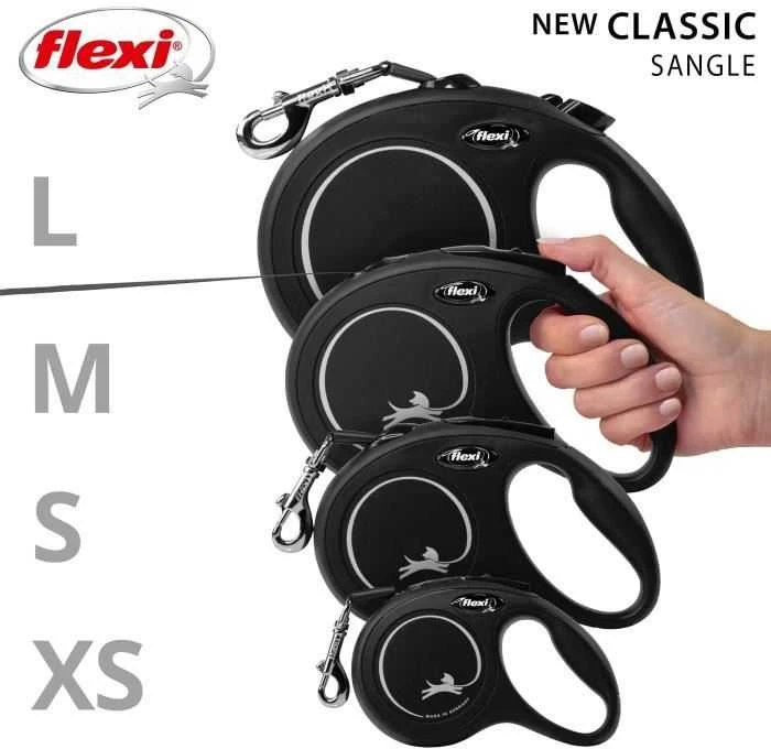 Flexi New Classic L pavadėlis šunims iki 50kg juostinis 8m juodos spalvos