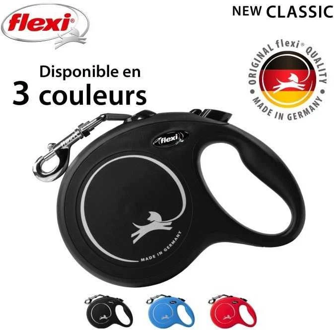 Flexi New Classic L pavadėlis šunims iki 50kg juostinis 8m juodos spalvos