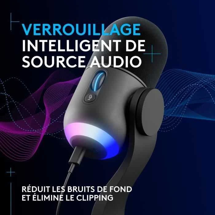 Logitech G Yeti GX Dynamic kardioidinis laidinis mikrofonas (juodas) su RGB | USB