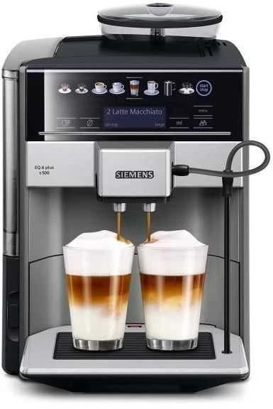 SIEMENS Kavos aparatas TE655203RW Slėgis 15 bar, Su pieno plakikliu, Automatinis, 1500 W, Juodas/ stainless steel