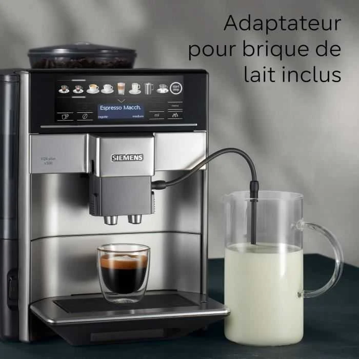 SIEMENS Kavos aparatas TE655203RW Slėgis 15 bar, Su pieno plakikliu, Automatinis, 1500 W, Juodas/ stainless steel