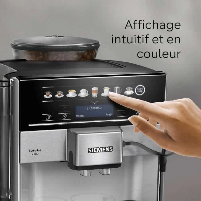 SIEMENS Kavos aparatas TE655203RW Slėgis 15 bar, Su pieno plakikliu, Automatinis, 1500 W, Juodas/ stainless steel