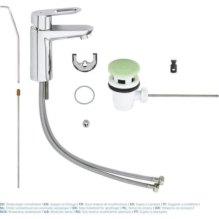 Grohe BauLoop S praustuvo maišytuvas su dugno vožtuvu (plastik), chromas