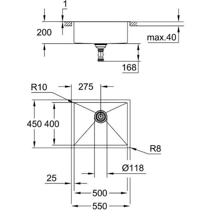 Nerūdijančio plieno plautuvė Grohe K700, 31726SD0