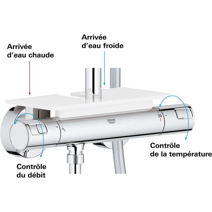 Grohe dušo kolonėlė su termostatiniu maišytuvu Vitalio Start 250, dušo galvute 250 mm, dušo 2 srovės, 26816000