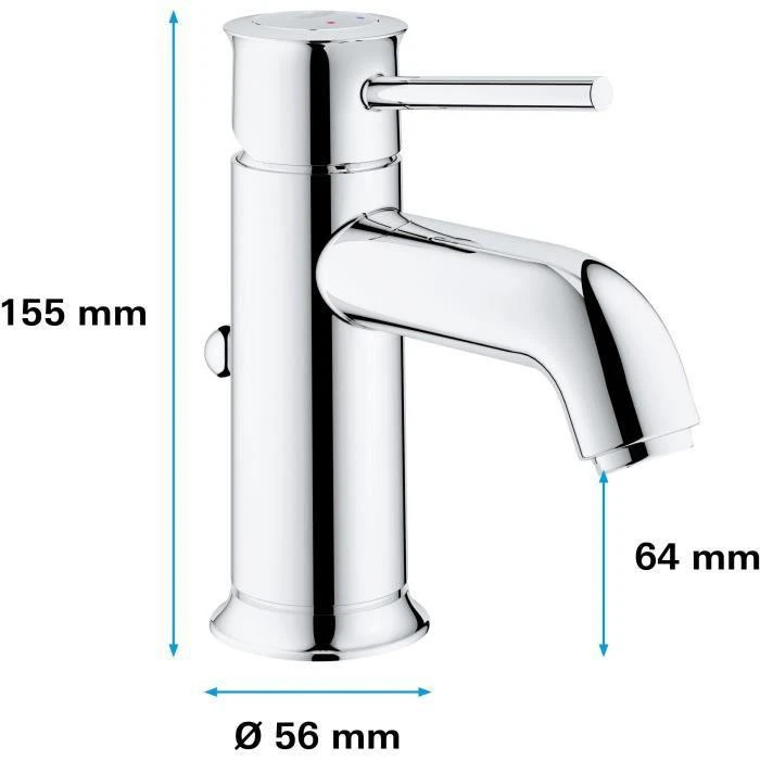 Grohe Praustuvo maišytuvas Start Classic, su iššokančiu snapu, chromuotas