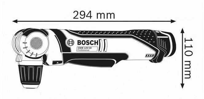 Bosch Akumuliatorinis kampinis gręžtuvas GWB 12V-10, be akumuliatorių ir kroviklio