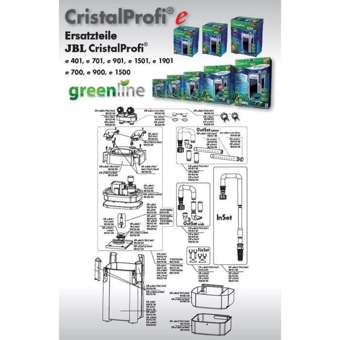 JBL CristalProfi e702 Greenline išorinis filtras, 700 l/h, 60-200 l, 9 W