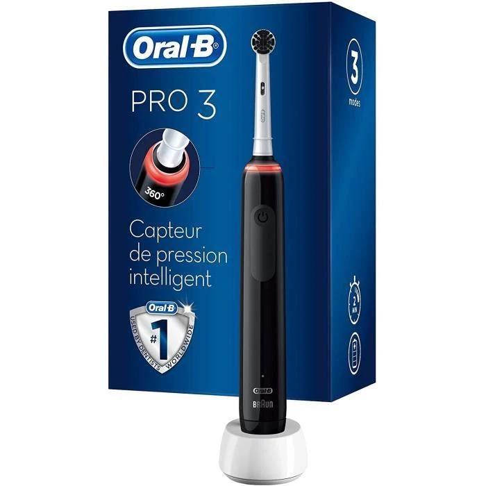 Elektrinis dantų šepetėlis Oral-B Pro 3 3000 Pure Clean, juodas