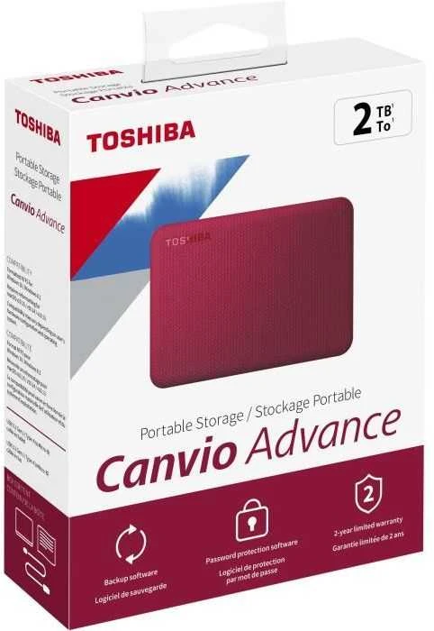 Išorinis kietasis diskas TOSHIBA Canvio Advance, raudonas, 2TB