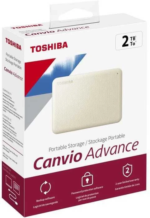 Išorinis kietasis diskas TOSHIBA Canvio Advance, šviesios smėlio spalvos, 2TB