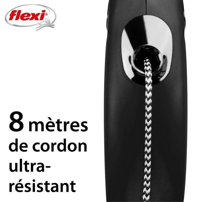 Flexi New Classic M pavadėlis šunims iki 20kg virvinis 8m juodos spalvos