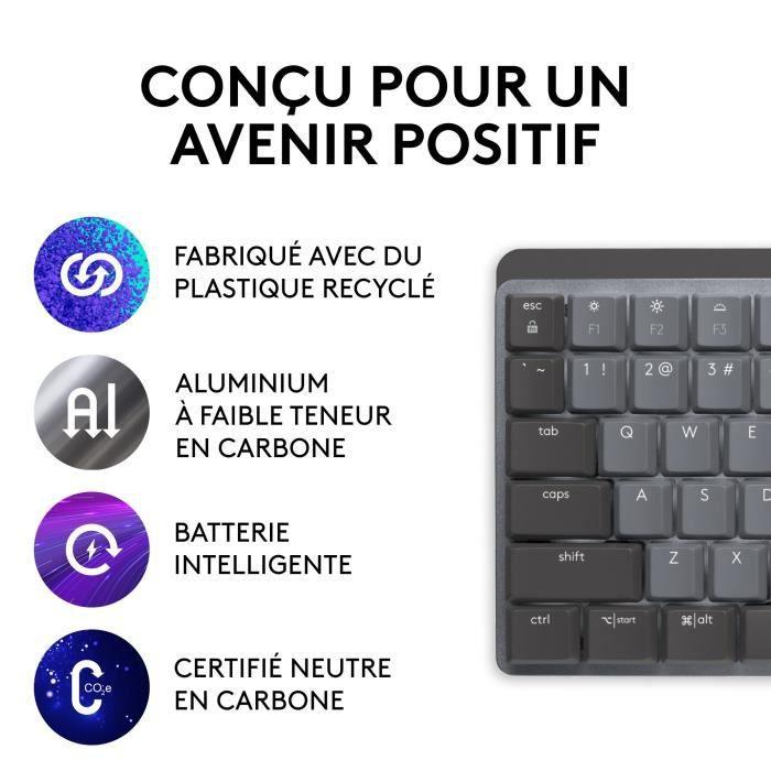 Gruzdintuvė „Logitech“ – belaidė klaviatūra – MX – mechaninė – našus apšvietimas – grafitas