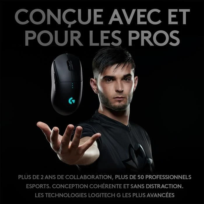 Logitech G PRO Belaidė žaidimų pelė, RF belaidė, 25600 DPI, Juoda
