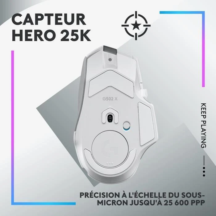 Logitech G502 X PLUS Pelė žaidimams – baltas