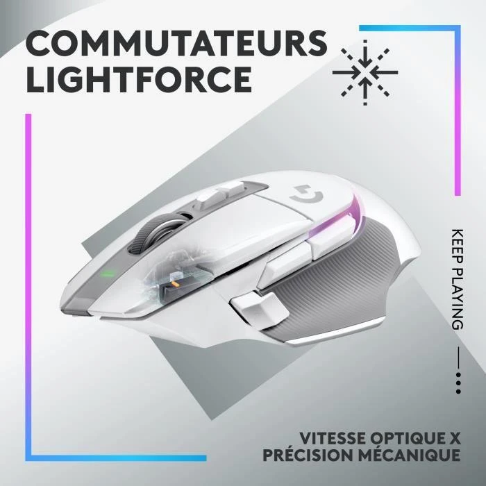 Logitech G502 X PLUS Pelė žaidimams – baltas