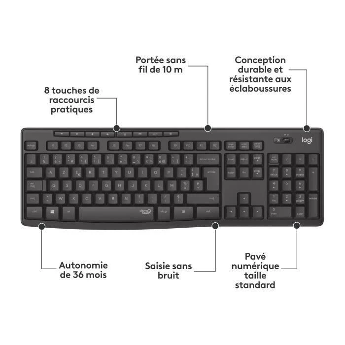 Klaviatūra ir pelė Kit Logitech MK295 Silent Belaidis rinkinys