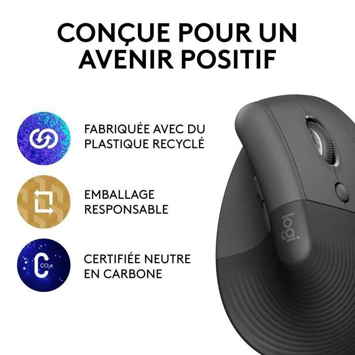 Belaidė pelė Logitech Lift, Grafito spalvos