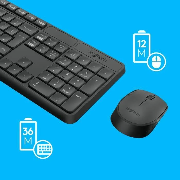 Logitech MK235 Belaidė Klaviatūra ir pelė - Pilkas-FRA-2.4GHZ-CENTRAL