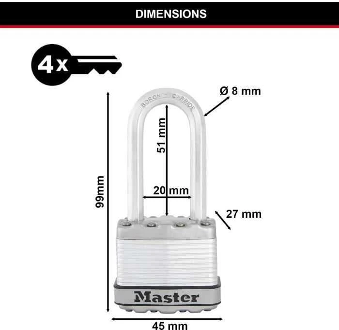 Drėkintuvas Master Lock Titano spyna - Excell - 45 mm (3 vnt. / blisteryje)