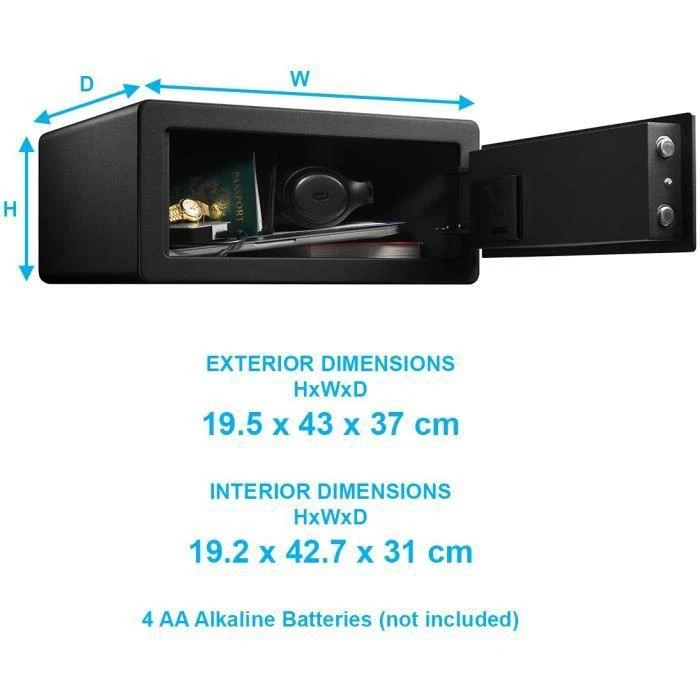Master Lock LX110Beurhro Biometrinis seifas prekėms apsaugoti nuo vertybių, juodas, 19,5 x 43 x 37 cm