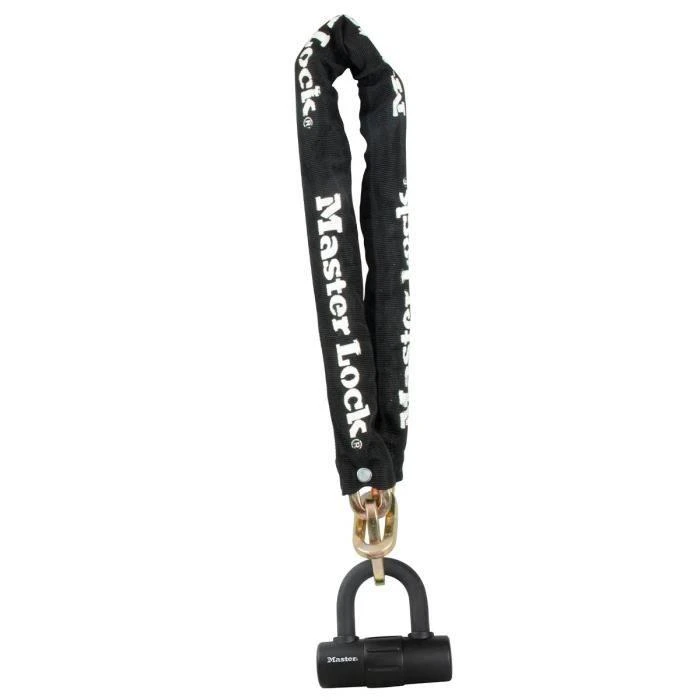 Masterlock MASTER LOCK Grūdinto plieno spyna juodu nailoniniu apvalkalu su "U" formos mini užraktu ir 4 raktais