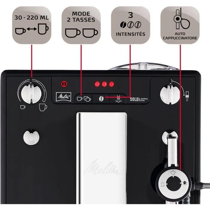 Kavos aparatas Melitta E957-101 Slėgis 15 bar, Su pieno plakikliu, Automatinis, 1400 W, Juodas