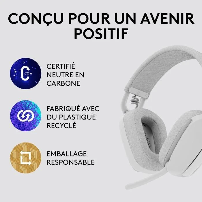 Logitech Zone Vibe 100 belaidės ausinės, Baltos