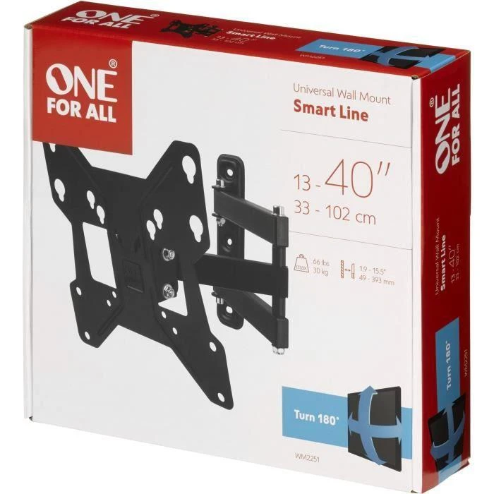 ONE For ALL TV sieninis laikiklis WM2251 13-40 ", Maksimalus svoris (talpa) 30 kg, Juodas