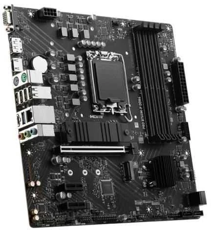 Pagrindinė plokštė MSI | PRO B760M-P | Procesorių šeima Intel | Procesoriaus lizdas LGA1700 | DDR5 DIMM | Atminties lizdai 4 | Palaikomos standžiojo disko sąsajos SATA, M.2 | SATA jungčių skaičius 4 | Mikroschemų rinkinys Intel B760 | mATX